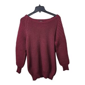 Mark. Burgundy Textured Knit Sweater XL – Ribbed Sleeve Detail